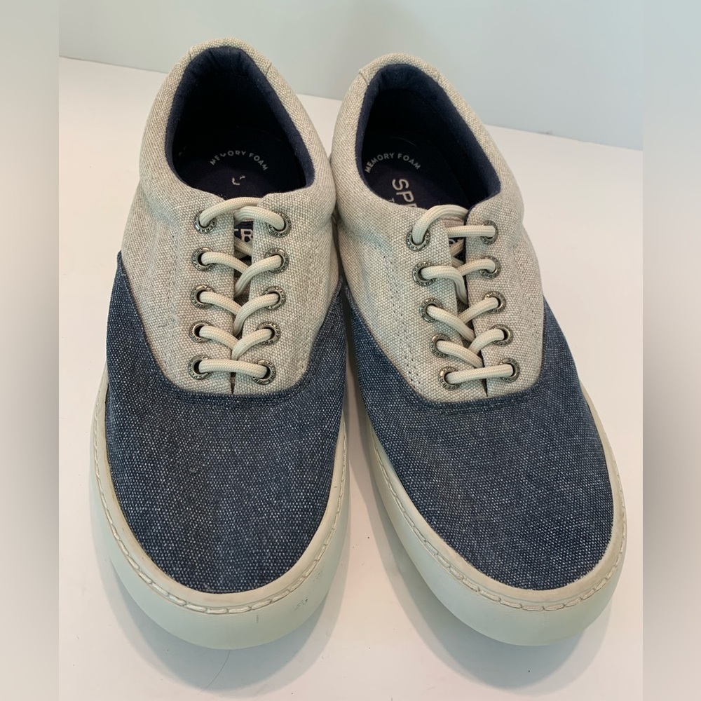 Unisex Sperry Top Sider CVO Sneakers Blue White Denim Memory Foam Size 7.5 / 9